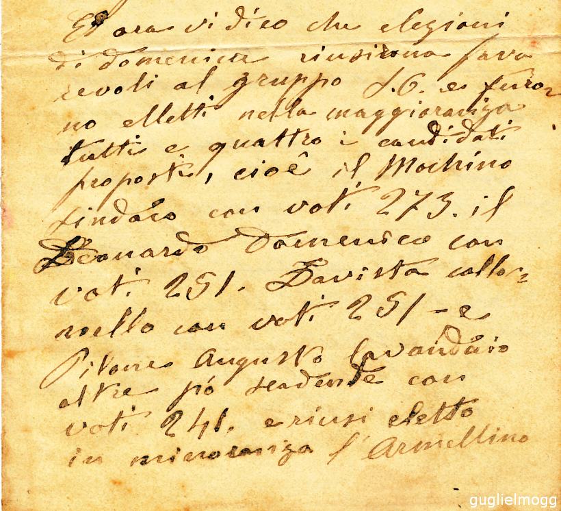 1910/07/20, lettera da San Mauro - I risultati elettorali con la elezione di Giovanni Mochino