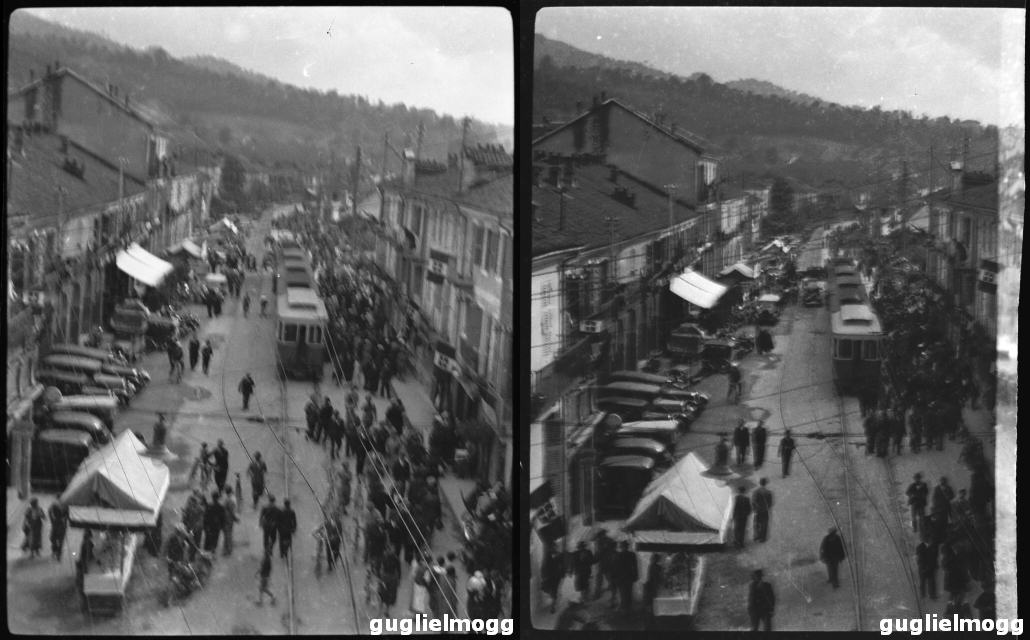 1933, Prima Mostra della fragola: la gente lungo l'attuale Via Martiri della Libertà